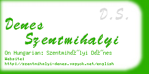 denes szentmihalyi business card